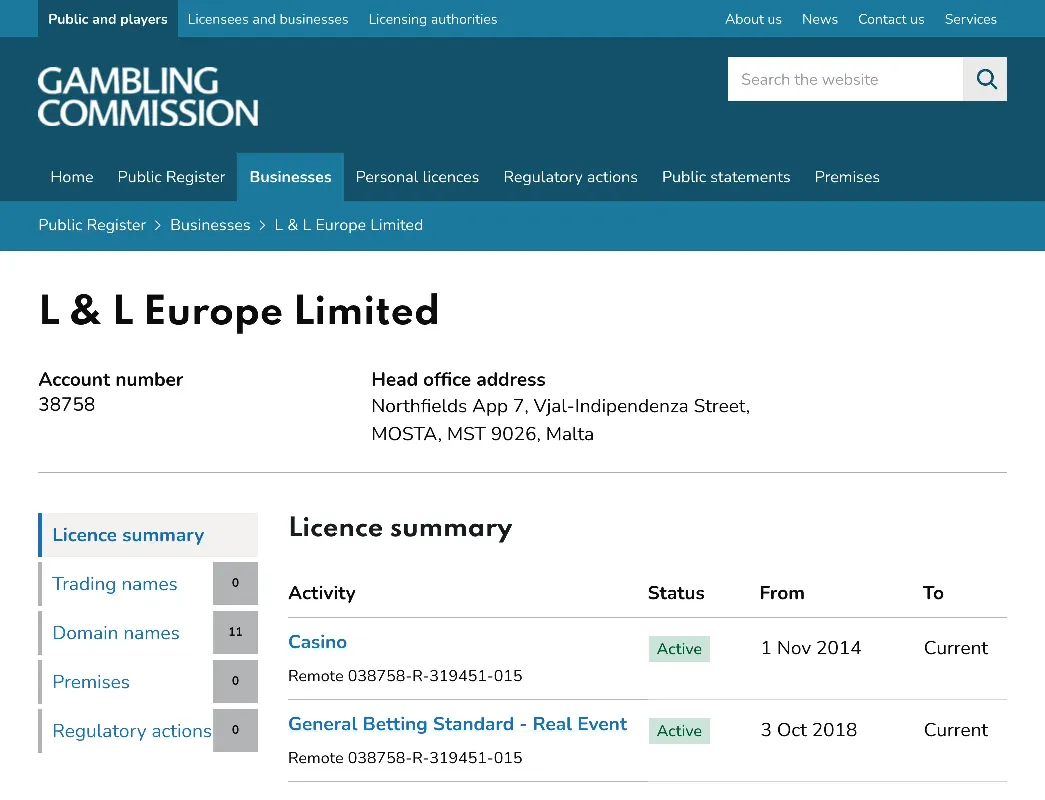 L&L Europe Ltd License